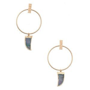 Horn Hoop Earrings Women Gold Shell Bar Studs Jewelry Accessory Boho Circle NWT
